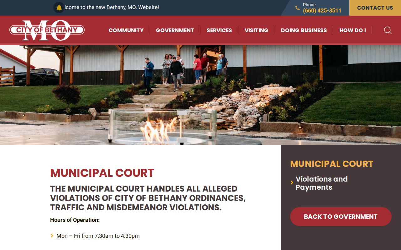 Bethany court records from the municipal court information page