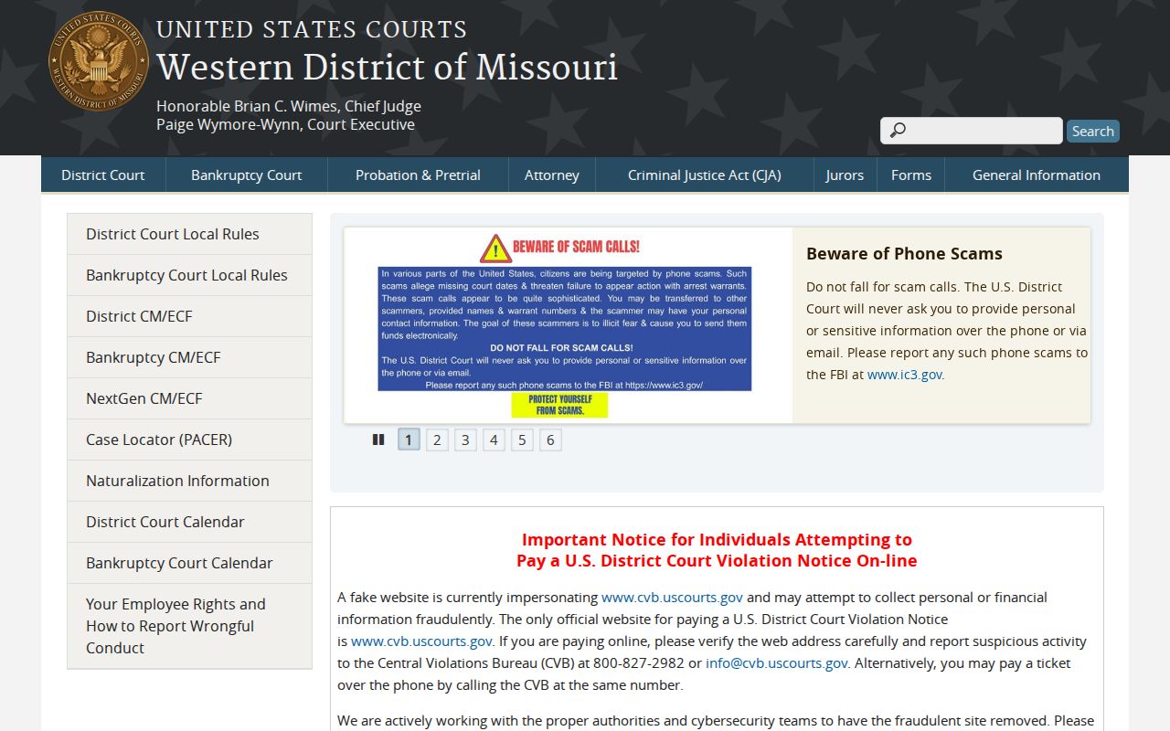 Harrison County criminal docket access image for the Western District of Missouri federal court