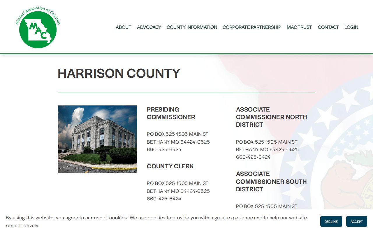 Harrison County court docket county office directory context