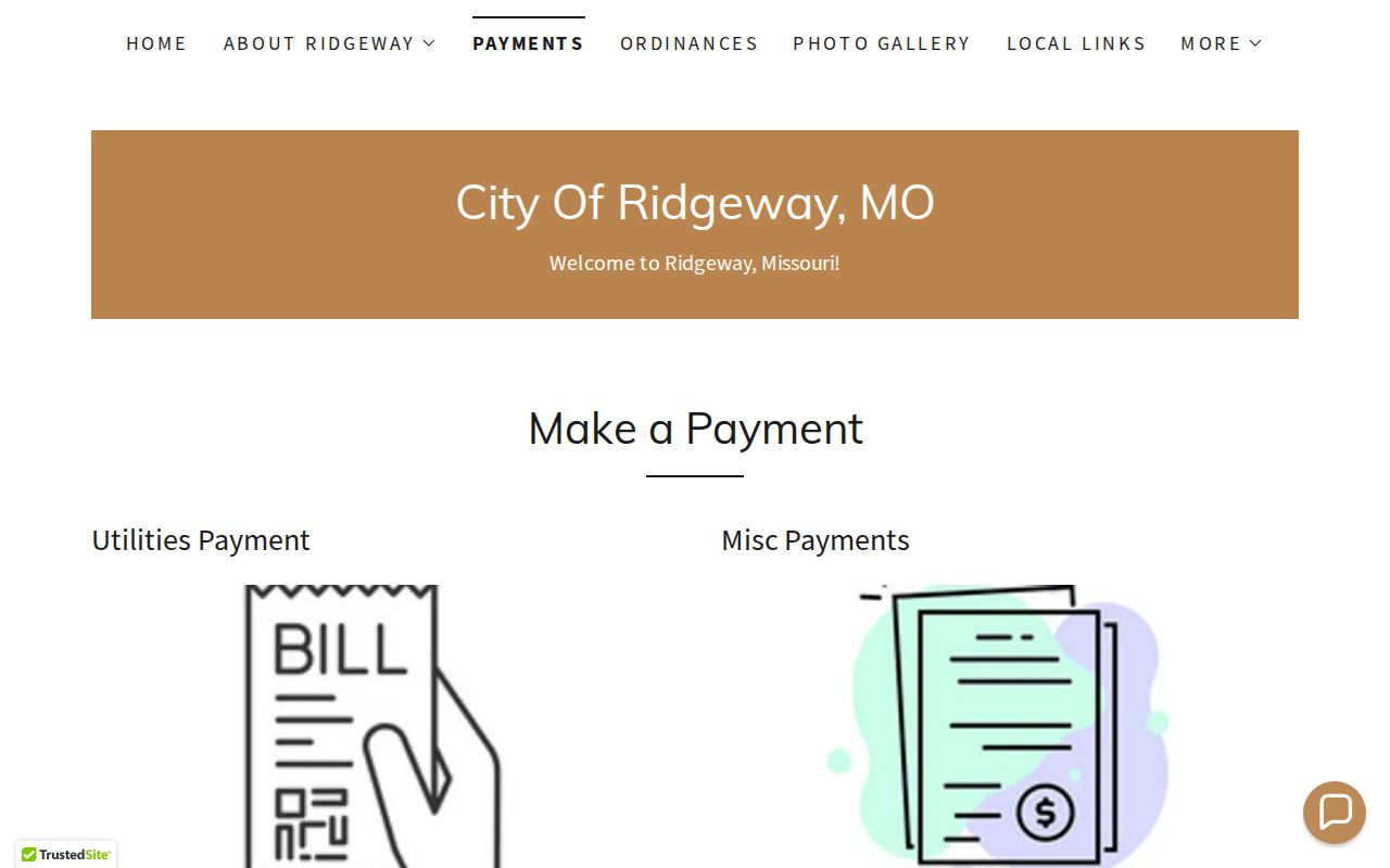 Ridgeway court records payment page that is not a docket portal